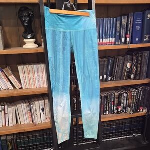 Teeki Aqua Blue Patterned Leggings